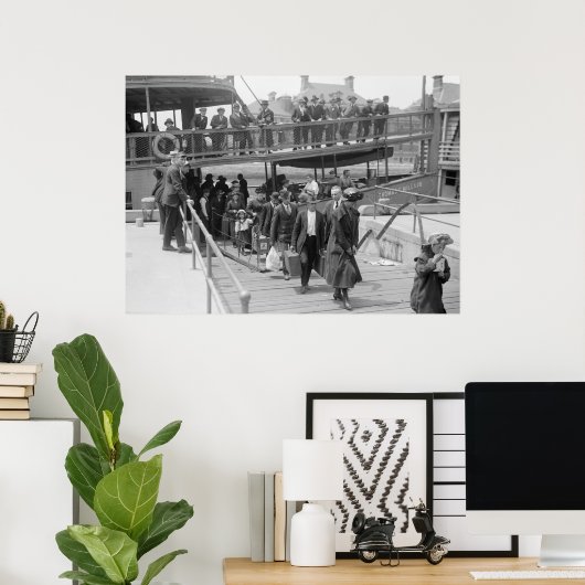 移民がエリス島に到着， 1900年代初期 ポスター (ホームオフィス)