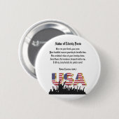 移民の国·自由の詩像 缶バッジ (正面&裏面)