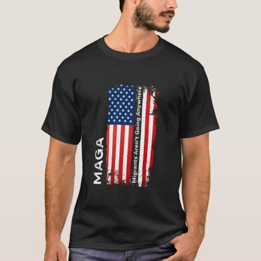 移民はどこにも行かない MAGA 移民推進 Tシャツ (正面)