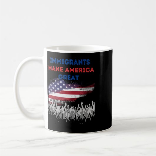 移民はアメリカを素晴らし作る。シール コーヒーマグカップ (左)