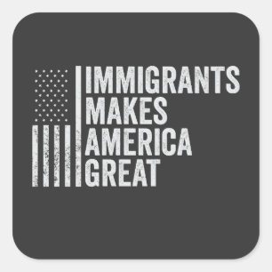 移民はアメリカ国旗素晴らしのアンチトランプ スクエアシール