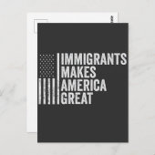 移民はアメリカ国旗素晴らしのアンチトランプ ポストカード (正面/裏面)