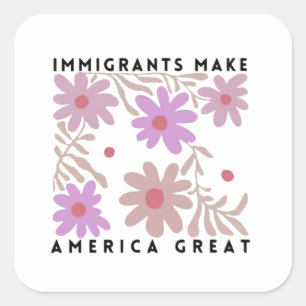 移民はアメリカ素晴らしのフローラアンチトランプ スクエアシール