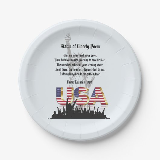 移民国家の自由の女神 ペーパープレート (正面)