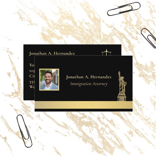 移民弁護士または弁護士のエレガント写真 名刺