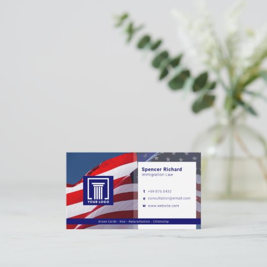 移民弁護士 |モダン | 名刺 (スタンド正面)