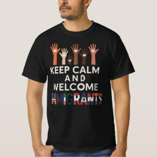 移民歓迎 Keep Calm 積極的な移民受け入れ Tシャツ