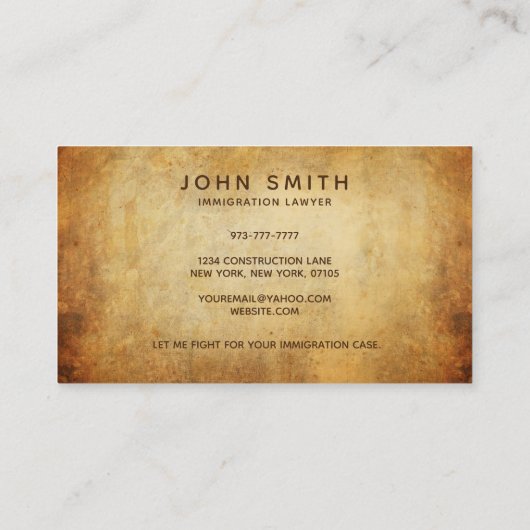 移民法律家のスローガン 名刺 (裏面)