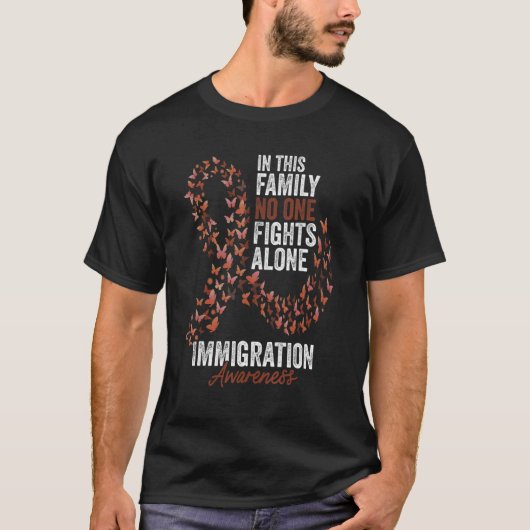 移民認識度月蝶ブラウンリブ Tシャツ (正面)