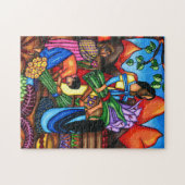 移民農家カラフル抽象芸術オリジナル ジグソーパズル (横)