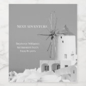 移行先の退職パーティーギリシャ語ホワイトグレー ワインラベル (シングルラベル)