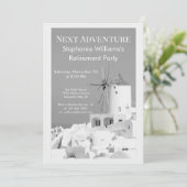 移行先の退職パーティーギリシャ語ホワイトグレー 招待状 (スタンド正面)