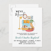 移転した住所変更イラストレーション 案内ポストカード (正面/裏面)