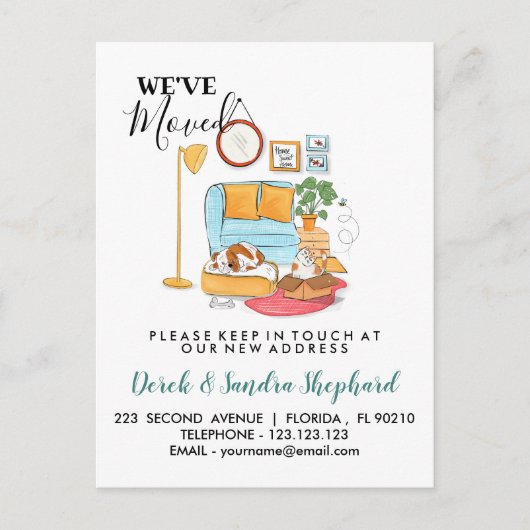 移転した住所変更イラストレーション 案内ポストカード (正面)