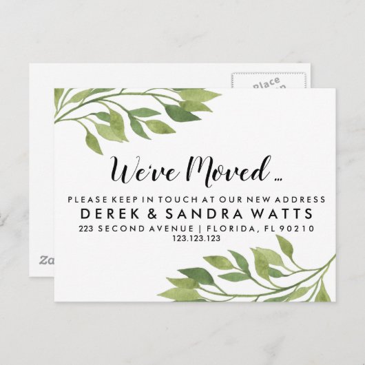 移転した植物学の住所の変更 案内ポストカード (正面/裏面)