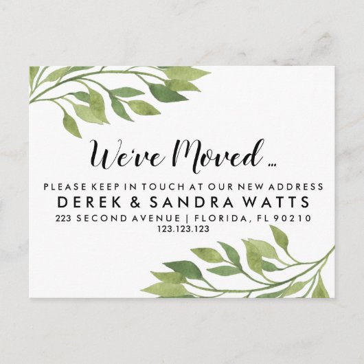 移転した植物学の住所の変更 案内ポストカード (正面)