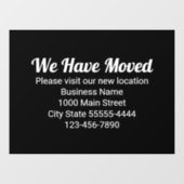 移転しました 新しい場所にお越しください 黒 ウィンドウサイン (シート)