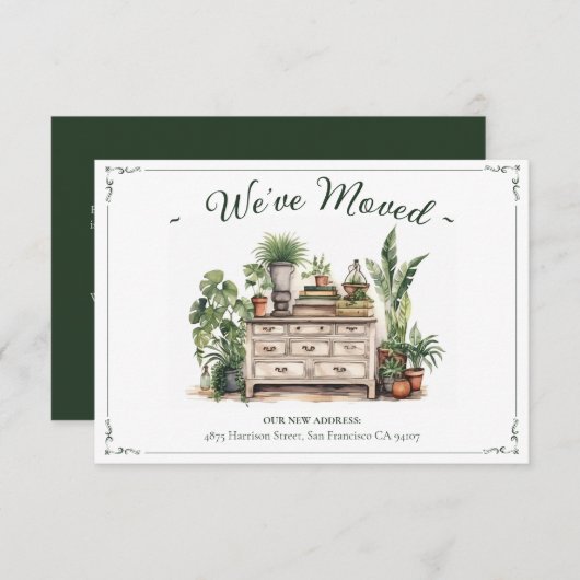 移転しました 新住所 おしゃれ インテリア 水彩 案内状 (正面/裏面)