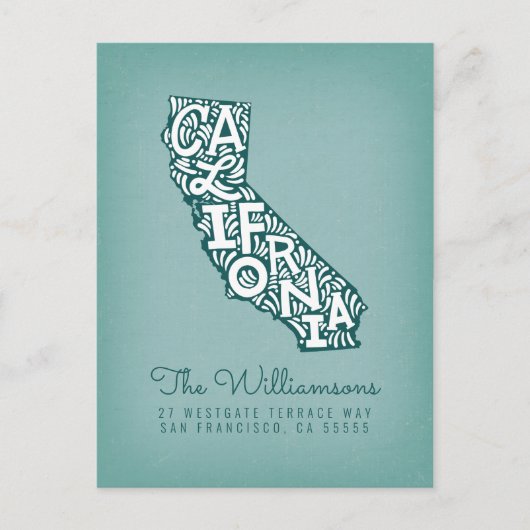 移転しました | 新住所 | カリフォルニア ポストカード (正面)