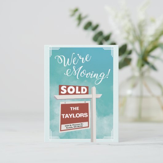 移転のお知らせポストカードを移動しています 案内ポストカード (スタンド正面)