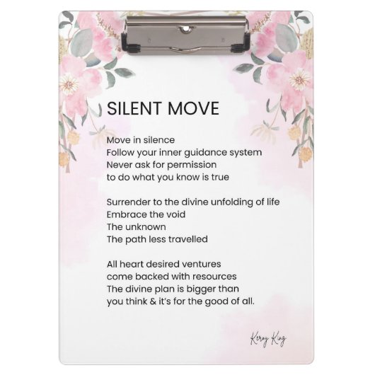 移静か動 – 勇気付けられる詩 クリップボード (正面)