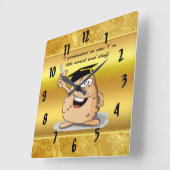 程度の卒業のポテトのキャラクター スクエア壁時計 (傾斜)