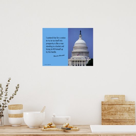 税と政治ウィンストンチャーチル引用文 ポスター (キッチン)