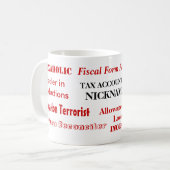 税の会計士のニックネーム-おもしろいな税の名前 コーヒーマグカップ (正面左)