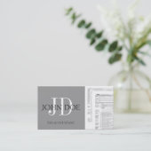 税の会計士のモノグラム1040の変色させた銀 名刺 (スタンド正面)