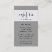 税の会計士のモノグラム1040の変色させた銀 名刺 (裏面)