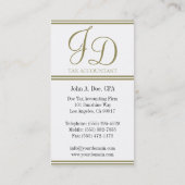 税の会計士の白か金ゴールドは縞で飾ります 名刺 (裏面)