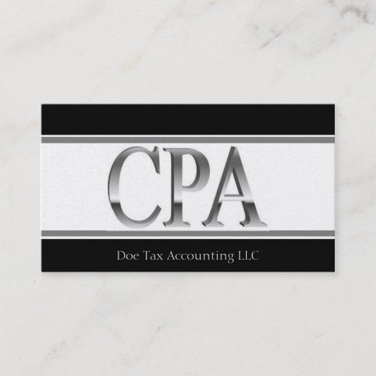 税の会計士プラチナは3D CPAを縞で飾ります 名刺 (正面)