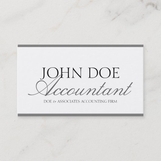 税の会計士CPAの簿記係の銀の原稿の白 名刺 (正面)
