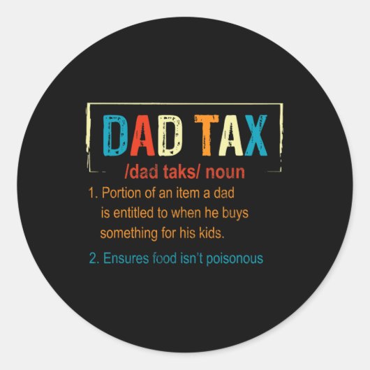 税の定義おもしろい父の日男性の男の子の贈り物 ラウンドシール (正面)
