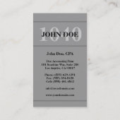 税の準備の1040年のグラファイト 名刺 (裏面)