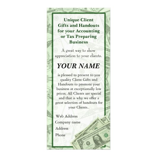 税または会計士ビジネスパンフレットカードへの販売法 ラックカード (正面)