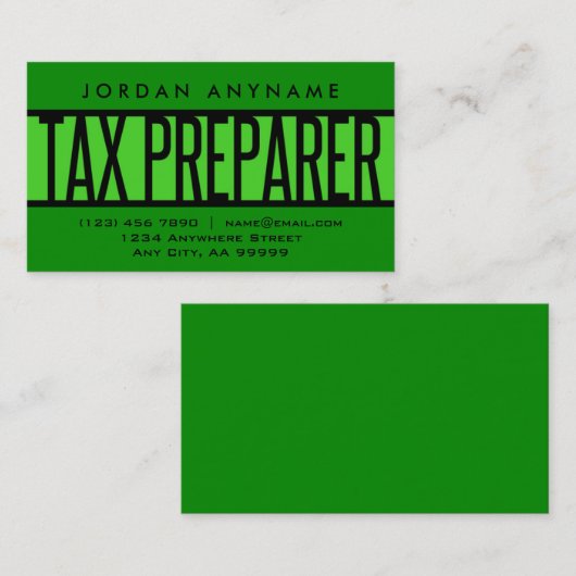 税作成者の緑 名刺 (正面/裏面)