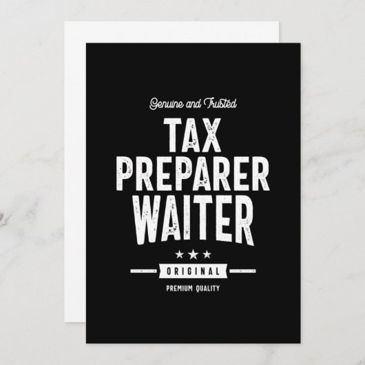 税作成者ウェイター役職のギフト サンキューカード (正面/裏面)