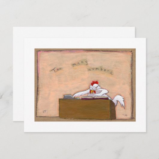 税務日会計士チキン·ナンバーズ·おもしろい間抜け·アート 案内状 (正面/裏面)