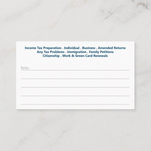 税務準備（作成者）名刺 名刺 (裏面)