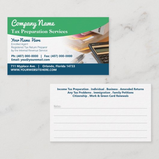 税務準備（作成者）名刺 名刺 (正面/裏面)