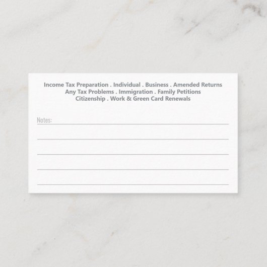 税務準備(作成者)名刺 名刺 (裏面)