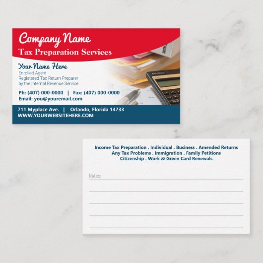 税務準備(作成者)名刺 名刺 (正面/裏面)