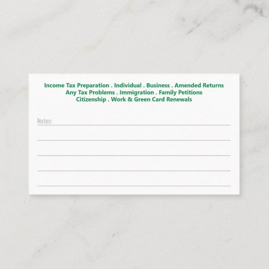 税務準備(作成者)名刺 名刺 (裏面)