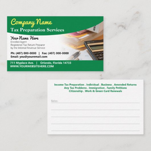 税務準備（作成者）名刺 名刺 (正面/裏面)