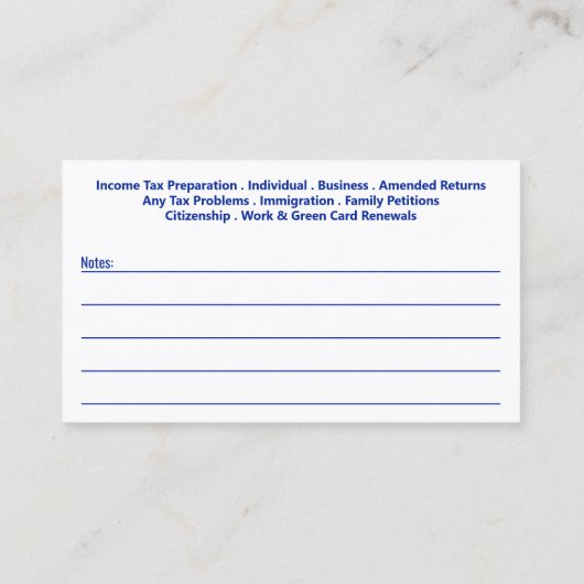 税務準備(作成者)名刺 名刺 (裏面)