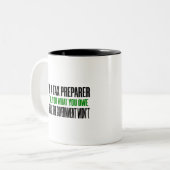 税準備税シーズン政府は借金を抱えている ツートーンマグカップ (正面左)