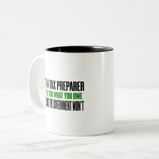 税準備税シーズン政府は借金を抱えている ツートーンマグカップ (正面左)