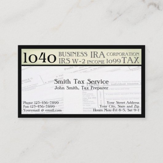 税準備者の会計士の名刺 名刺 (正面)