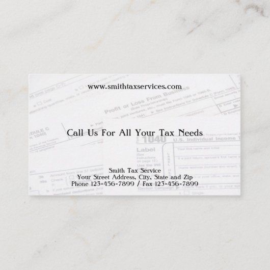 税準備者の会計士の名刺 名刺 (裏面)